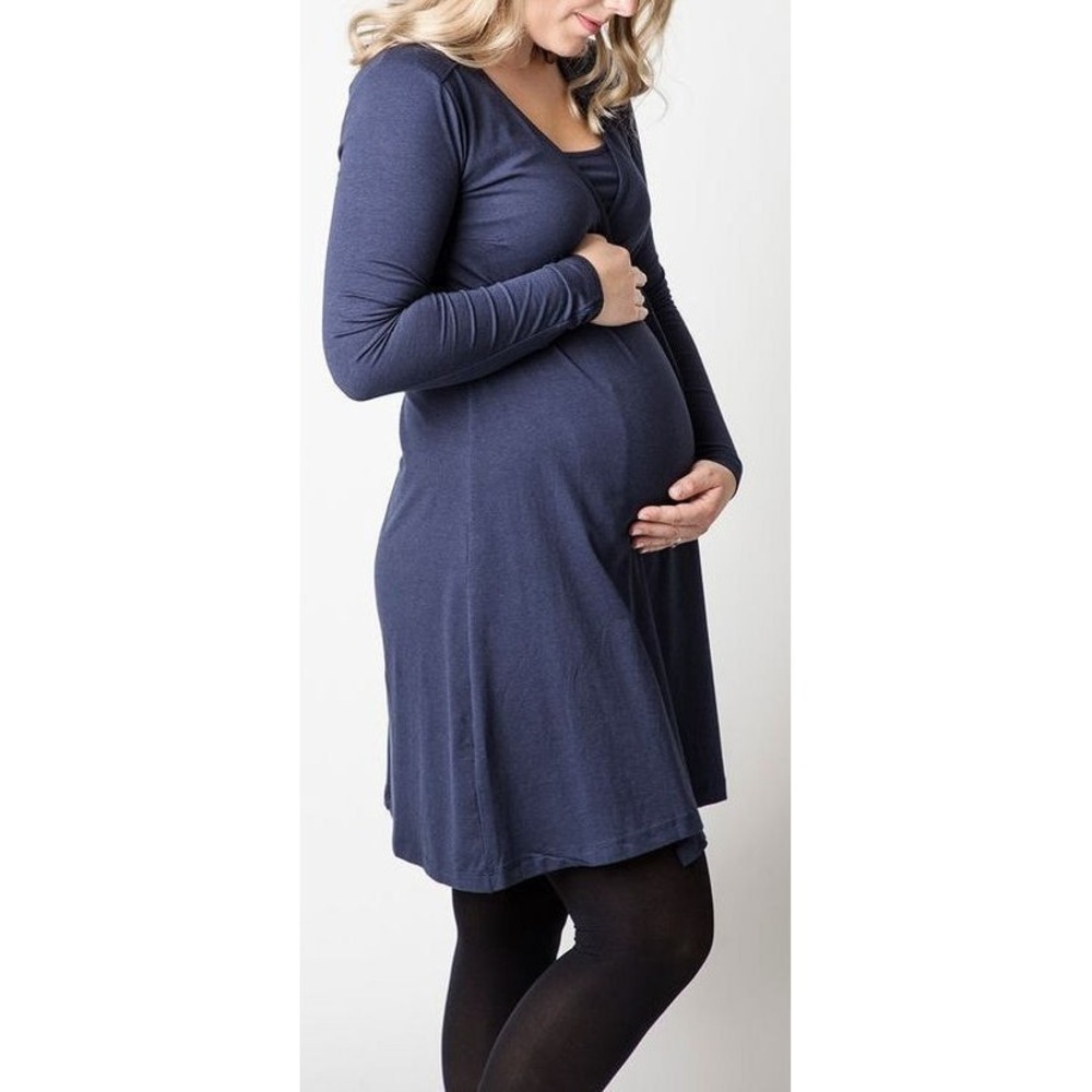Mom2Mom Women's Maternity Nursing Wrap Dress - Navy Blue - Size Small - #MM-21